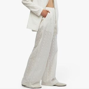 WeWoreWhat Wide Leg Cotton Eyelet Lace Trousers NWT White Size 12